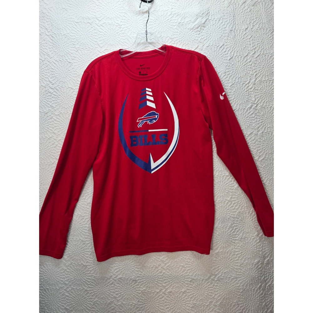Nike Buffalo Bills Long Sleeve Shirt Mens Small Red Good Dri-FIT Football Tee